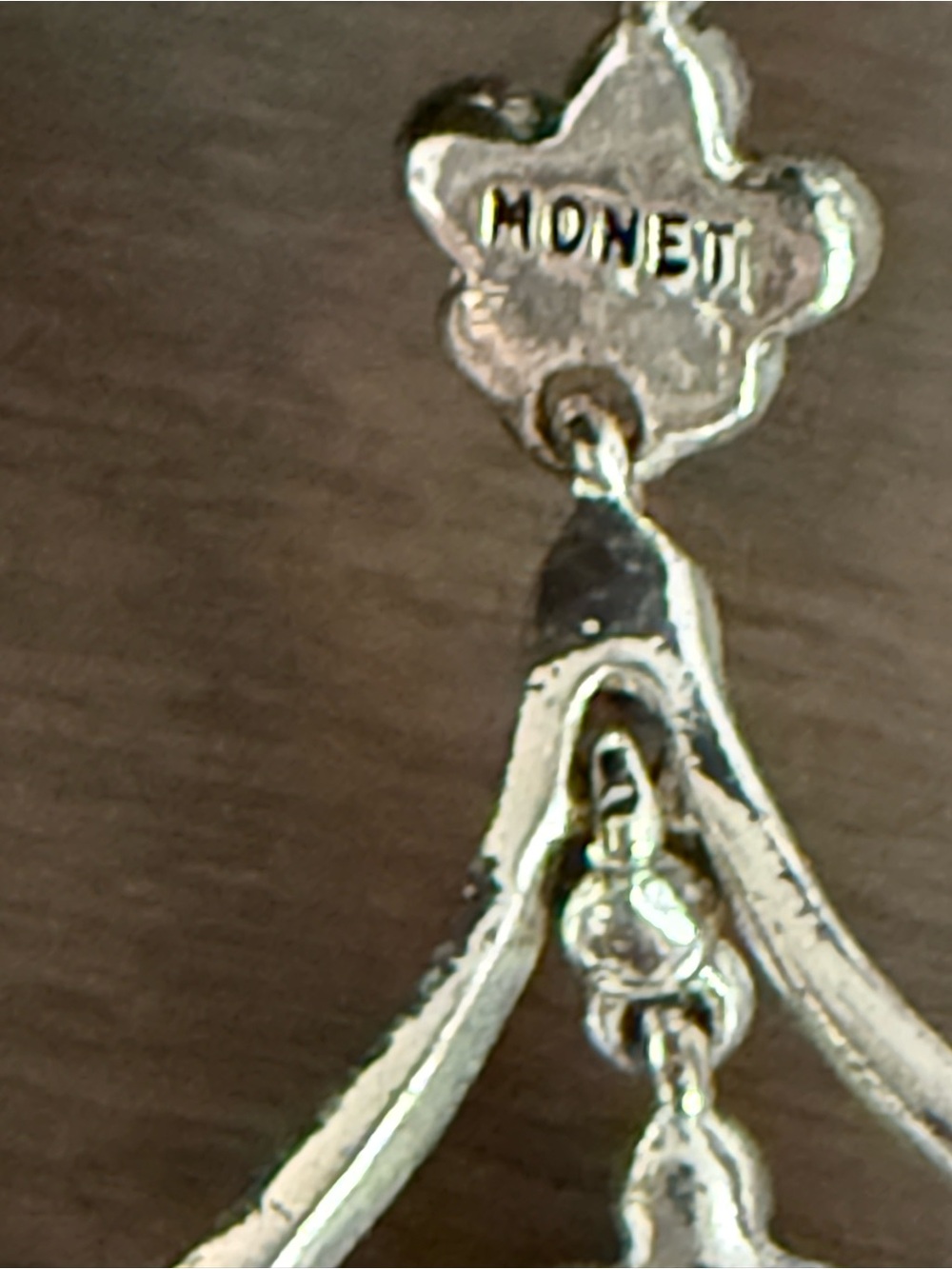 Monet Women’s Hook Pierced Dangle Earrings Silver Tone Clear Rhinestones - Picture 5 of 6